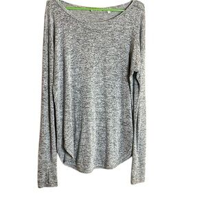Athleta Tunic Length Gray/Black  Sweater With Thumbholes